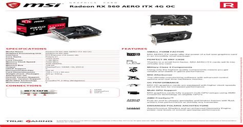 Msi Radeon Rx 560 Aero Itx 4g Oc Datasheet · Model Name Radeon Rx 560