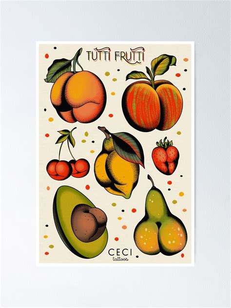 Tutti Frutti Sexy Fruits Tattoo Flash Poster For Sale By