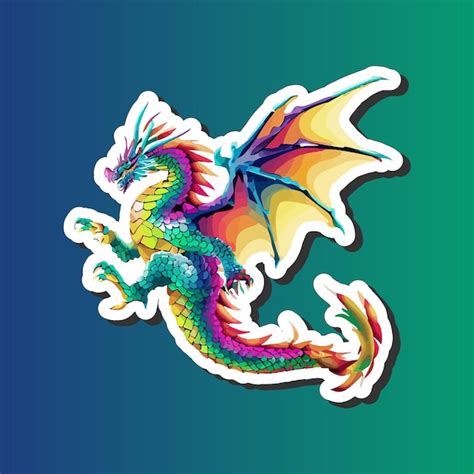 Premium Vector Fantasy Colorful Dragon Mascot Sticker Design For Print On Demand