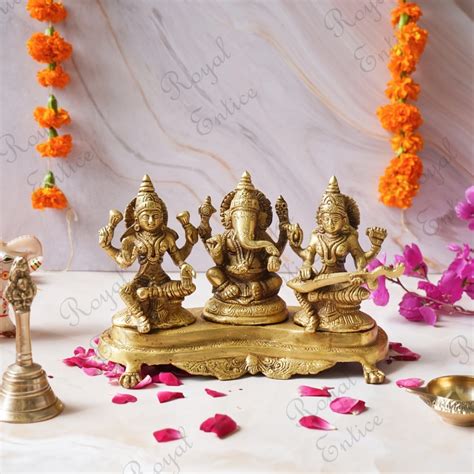 Handcrafted Brass Laxmi Ganesh Saraswati Royal Entice