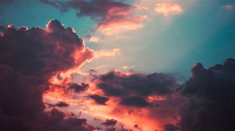 Download Wallpaper 1366x768 Clouds Porous Sky Sunset Overcast