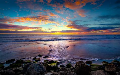 Download Sea Waves Coast Sunset Beautiful Wallpaper 3840x2400 4k