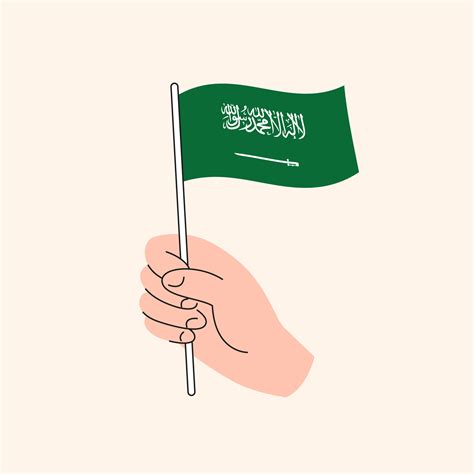 Caricatura Mano Tenencia Arabia Saudita Bandera Aislado Vector Dibujo 13346027 Vector En
