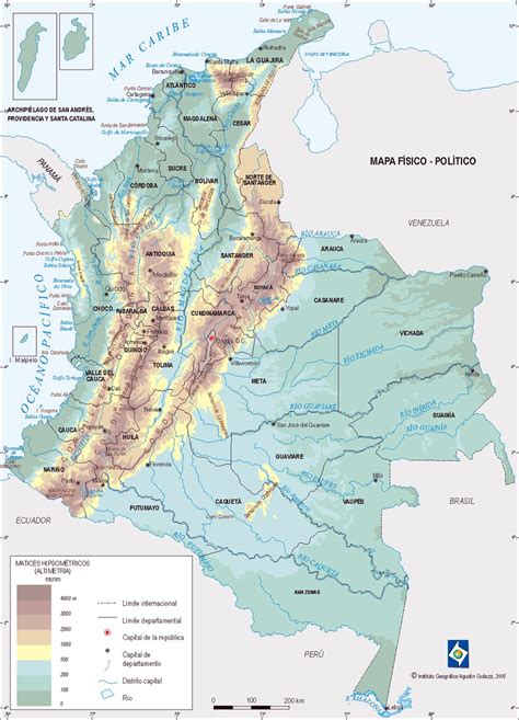 Political And Physical Map Of Colombia Igac 2012 Download