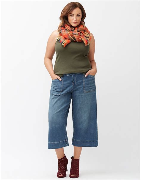 Lane Bryant Wide Leg Jeans Cropped Cropped Trousers Wide Leg Crop