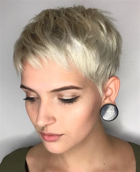 She went for a platinum long pixie spiked with a little beige blonde meant to bring out and mirror the color of her skin. 50 Best Trendy Short Hairstyles for Fine Hair - Hair Adviser