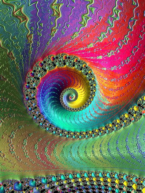 Abstract Fractal Art With Multicolored Swirls And Dots