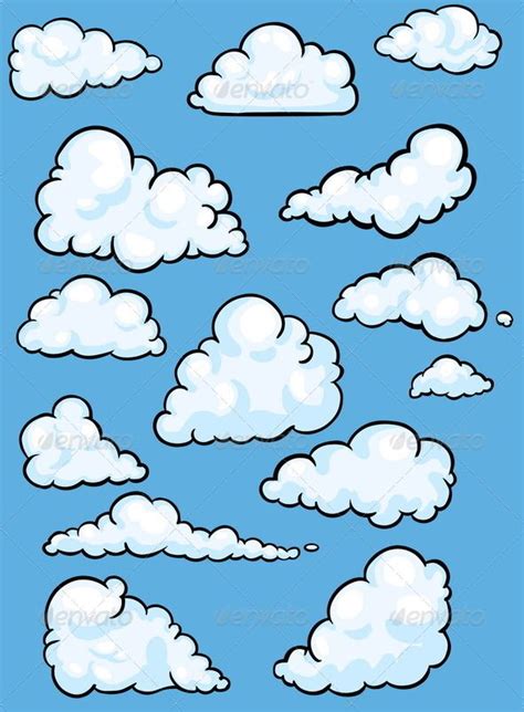 Set Of Clouds Cartoon Clouds Cloud Drawing Funny Paintings