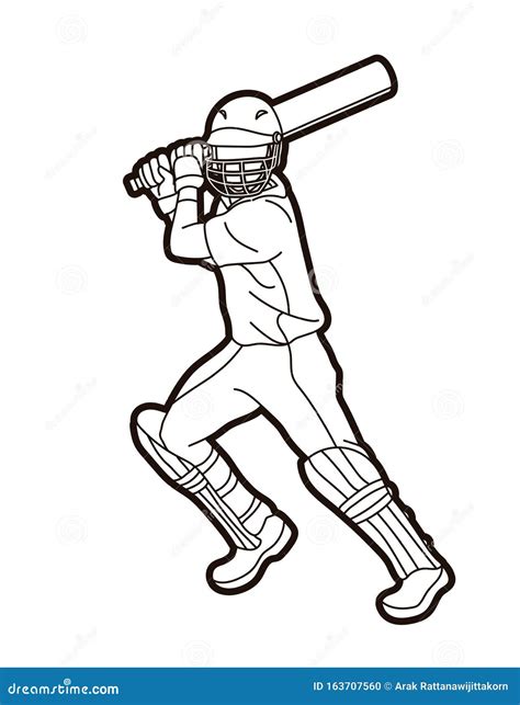 Cricket Batsman Sport Player Action Cartoon Vector Illustratie