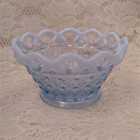 Vintage 1930s Era Imperial Glass Katy Blue Sugar Cane Bowl Etsy