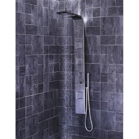 frontline pano thermostatic shower panel with movable massage jets and water blade