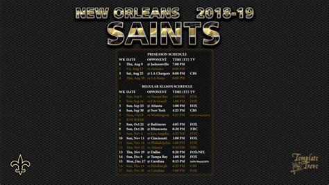 2018 2019 New Orleans Saints Wallpaper Schedule