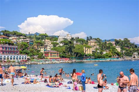 Beautiful Sunny Day On Santa Margherita Ligure Beach Editorial Stock