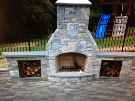 Outdoor Stone Fireplace With Wood Storage Img Pansy
