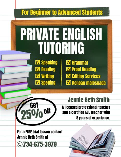 Private English Tutoring Flyer Template Postermywall