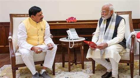 Mp Cm Mohan Yadav Pays Courtesy Visit To Pm Modi At Parliament House