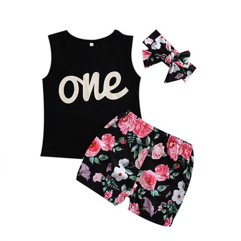 New Arrival Baby Girls Summer Clothes Sets Letter One Printing Tops T