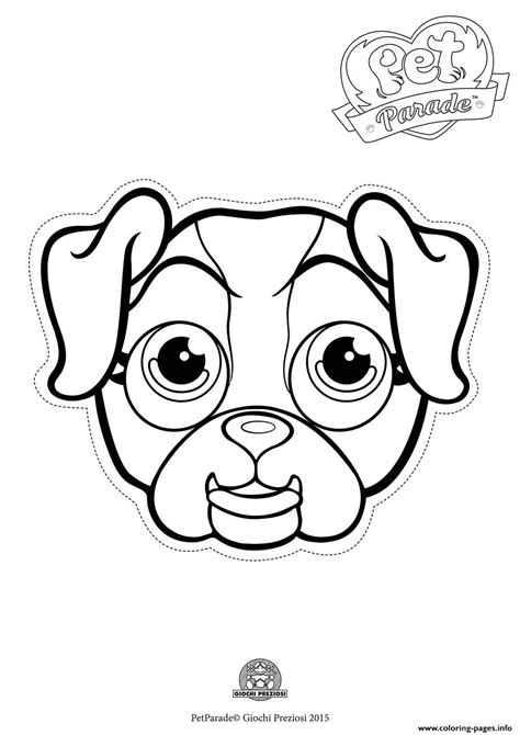 Puppy coloring pages for girls. Pet Parade Cute Dog Bouledogue 2 Coloring Pages Printable