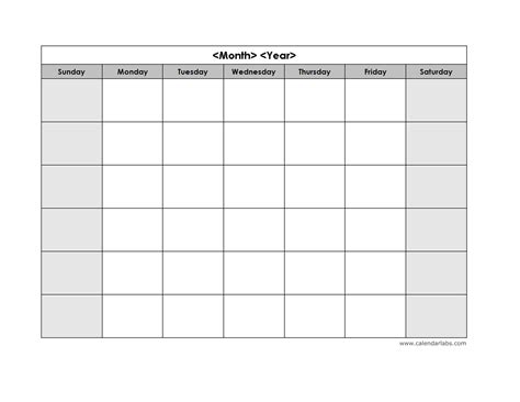 Free printable blank monthly calendar templates editable