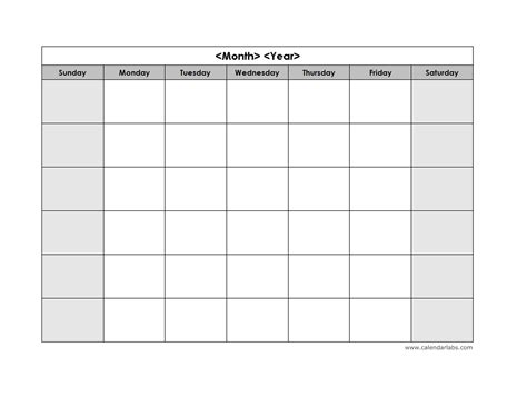 Free Printable Blank Monthly Calendar Templates Editable Template