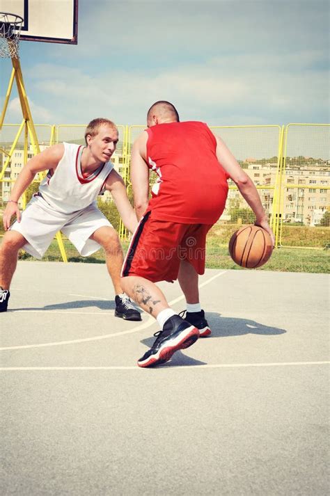 Two Basketball Players On The Court Stock Image Image Of Attack