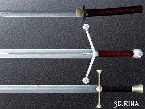 Hand Painted Swords Pack 3d Model