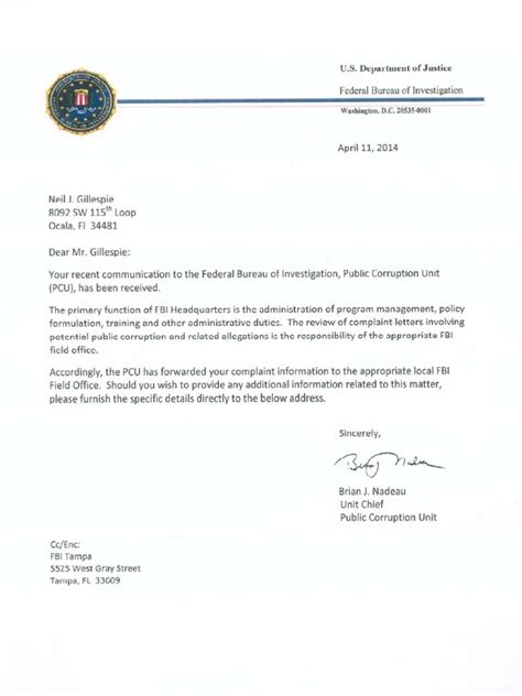 Jun 23, 2021 · how to write an fbi cover letter 1. FBI letter Brian J. Nadeau referral Tampa Field Office