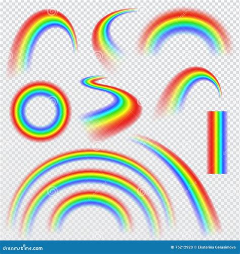 Rainbows Of Different Fantastic Shape Set Of Icons Vector Illustration