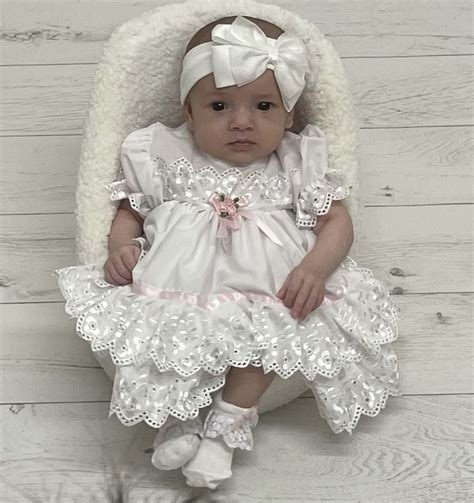 White Frilly Spanish Traditional Baby Dress Carriannes Boutique