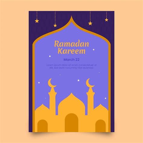 Free Vector Flat Ramadan Celebration Vertical Poster Template