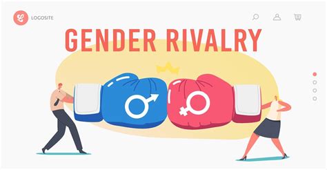Premium Vector Gender Team Rivalry Office Fight Landing Page Template Male And Female