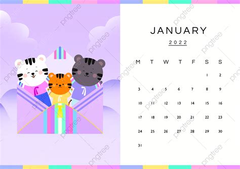 Gambar Gaya Kartun 2022 Tahun Kalendar Harimau Templat Untuk Muat Turun