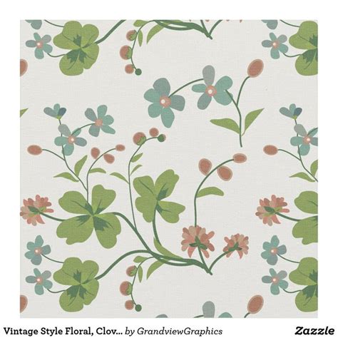 Vintage Style Floral Clover Fabric Printing On Fabric Beautiful