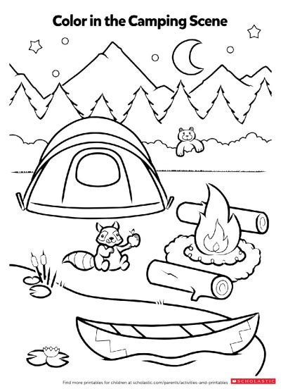 Free coloring pages of kids heroes. Campfire Coloring Activity | Worksheets & Printables ...