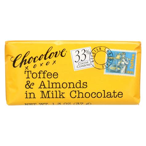 Chocolove Milk Chocolate Mini Bars Box Toffee And Almonds 12 Mini Bar