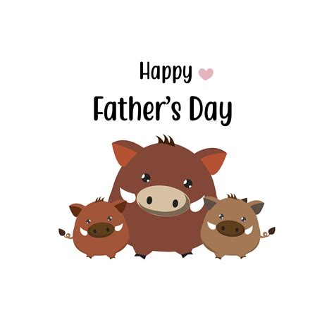 Happy Fathers Day Cardcute Boar Dad And His Baby 540182 Vector Art