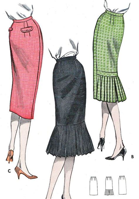 1950s Skirt Pattern Butterick 8792 Rockabilly Sheath Skirt Etsy