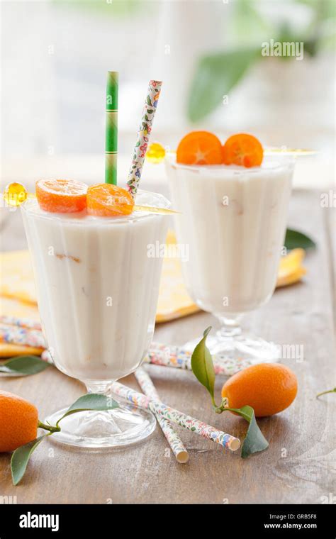 Kumquat Yogurt Milkshake Stock Photo Alamy