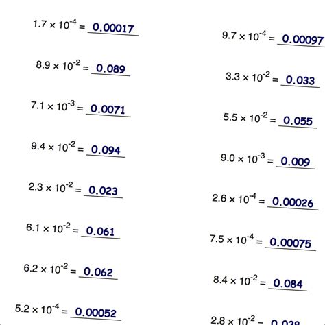 Worksheet Practice For Computing Powers Of Ten And Scientific Notation