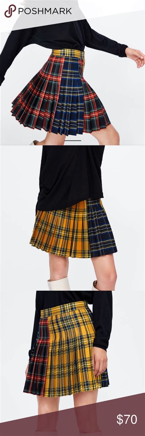 Zara Patchwork Pleated Skirt