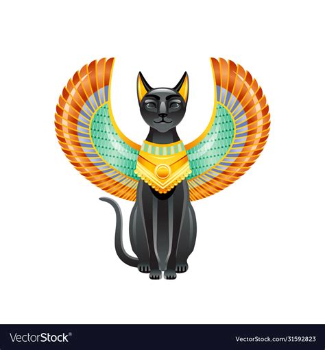 Egyptian Cat Bastet Goddess Black Cat Royalty Free Vector
