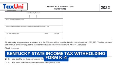 Kentucky State Income Tax Withholding Form K 4 2023 2024