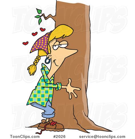Cartoon Hippie Lady Hugging A Tree 2026 By Ron Leishman