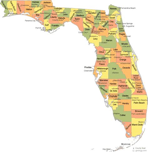 Map Of Florida Showing Counties Florida Gulf Map