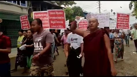 Hundreds Of Buddhists In Myanmar Protest Against Rohingya Return World News Sky News
