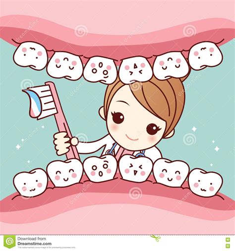 Cute Cartoon Dentist Brush Tooth Stock Vector Illustration Of Doctor