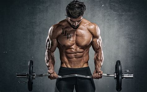 Hd Wallpaper Two Black Dumbbells Muscle Man Gym Bodybuilder Barbell Muscular Build