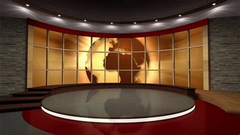 News Tv Studio Set 22 Virtual Green Screen Background Loop Stock Video