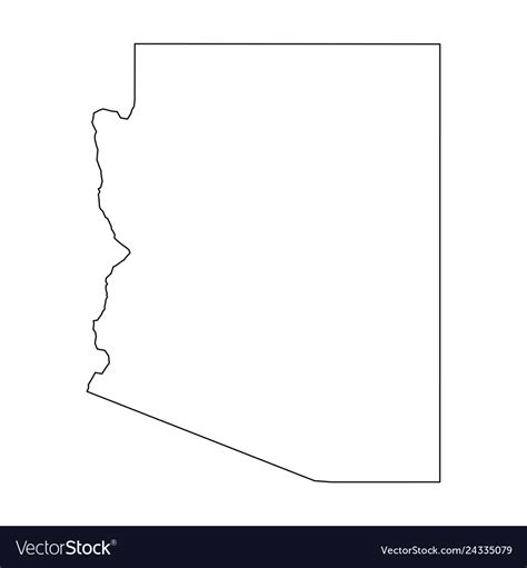 Arizona State Of Usa Solid Black Outline Map Of Vector Image