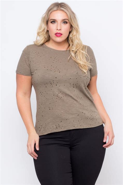 This Plus Size Stretch Jersey Knit Tee Features A Crew Neckline Short